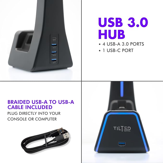 Tilted Nation 3 in 1 Gaming Headset and Controller Stand for PS5 and Xbox Series X Charging Station - Game Controller Holder and Headphone Stand for Desk with PlayStation and Xbox Magnetic Charger - Image 6