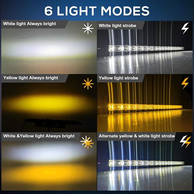 CO LIGHT Led Light Bar Single 20 inch Slim Single Row Lightbar Driving Combo Beam Off Road Fog Work Lights with Mounting Brackets & 6D Reflectors for Truck, Car, Cabin, Boat, ATV, UTV - Image 2