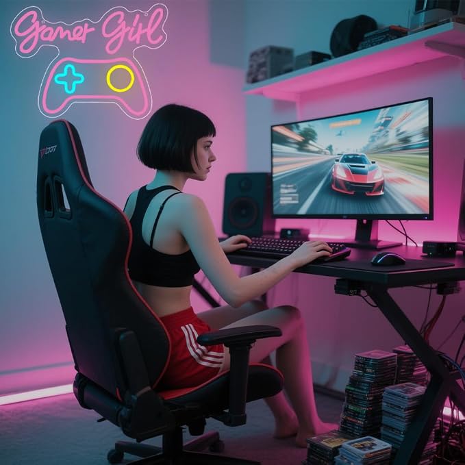 Gamer Neon Sign,Gaming Neon Sign for Gamer Room Decor LED Lights Girl's Bedroom Wall Decor Gamepad Dimmable Neon Gaming Sign for Party Decorations Girl Gifts USB Powered(15.4"*11.4") - Image 7