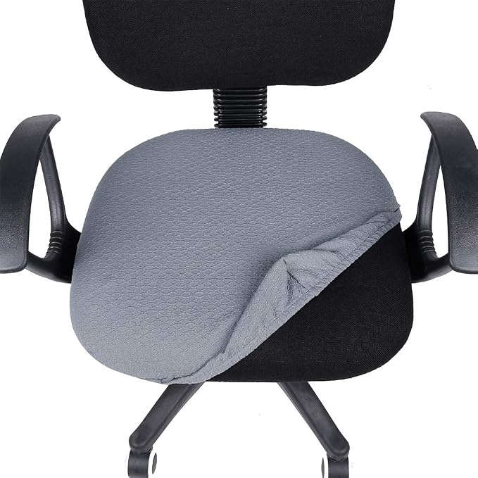 Smiry Office Computer Chair Seat Covers for Desk, Anti-dust Protector | Stretch Jacquard Removable Washable Desk Chair Seat Cushion Protectors, Grey - Image 4