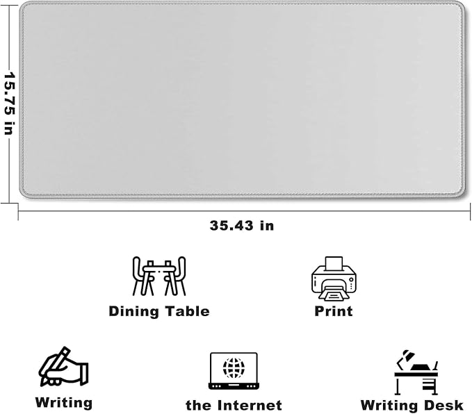 Large Mouse Pad Desk Mat Large Office Desk Pad Gaming Mouse Pad, Gray | Stitched Edges 35.4" x 15.7" Mousepad Non-Slip Waterproof Rubber Base PC Laptop Home Office Accessories - Image 2