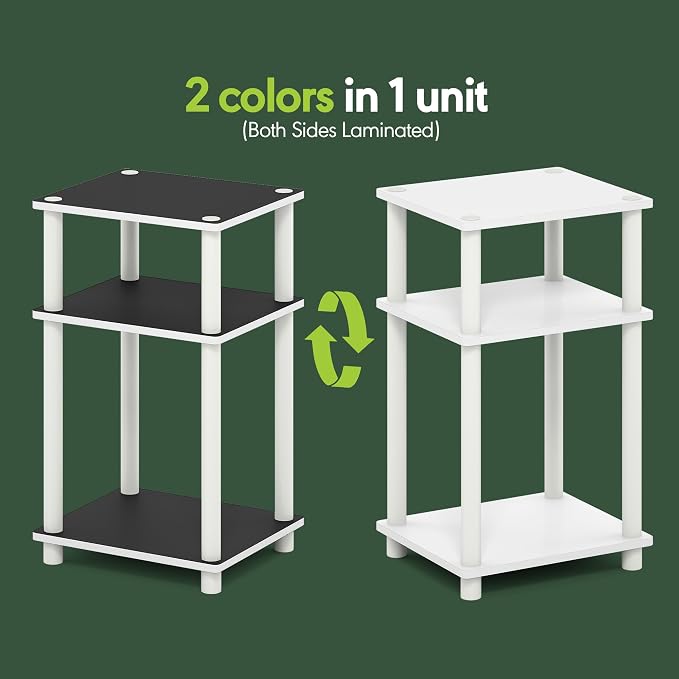 Furinno Turn-N-Tube 3-Tier Toolless Side Table, Compact, White(Espresso) - Image 4