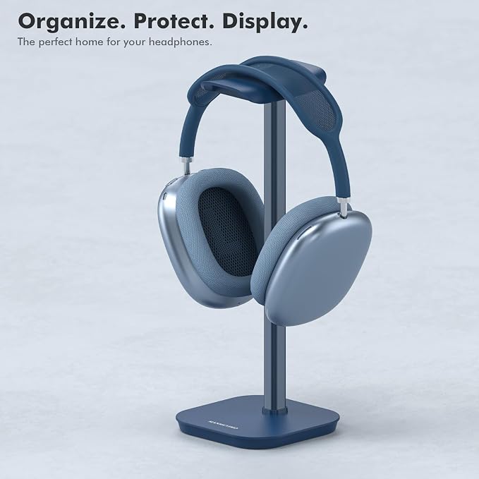 Headphone Stand, Desktop Headset Holder Heavy Base Desk Earphone Stand Aluminum Gaming Headset Hanger Rack for AirPods Max, AirPods, AirPods Pro, Sony, Beats, Bose, Razer and More(Blue) - Image 6