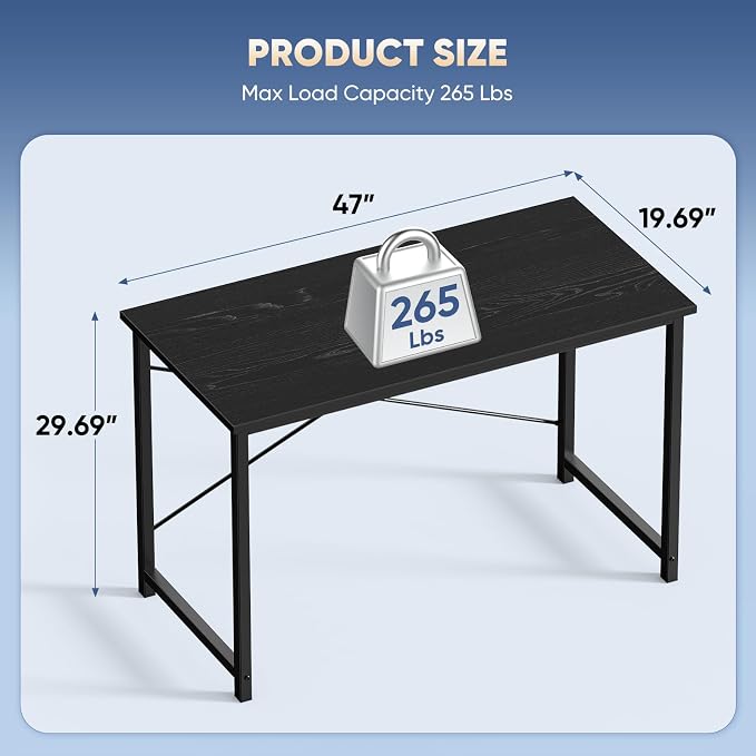 DUMOS 47 Inch Small Computer Desk, Gaming Desks for Home Office Bedroom - Image 3