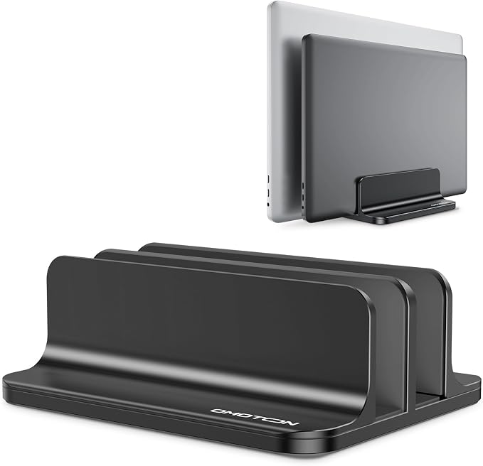 OMOTON Dual Vertical Desk Laptop Stand Holder, Fits MacBook Air/Pro, Black by OMOTON