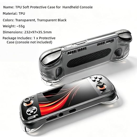 Pidynx TPU Protective Case Compatible with AYN Odin 3 Handheld Console, Transparent Soft TPU Shell, Anti-Scratch Shockproof Cover, Portable Gaming Accessories (Transparent) - Image 2