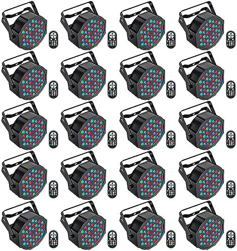 U`King Stage Lights, 36 RGB LED Par Lights, DJ Light Stage Lighting Indoor for Christmas Halloween Music Party Disco Wedding, DMX Control Sound Activated Party Light, 20 Packs by U%60King