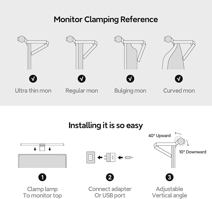 LYMAX Monitor Light Bar PRO+ with Sensor, Fit for Curved/Flat Monitors - Image 9