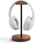 Wood & Metal Headphone Stand, Headset Holder for Desk, Desktop Gaming Headphone Hanger with Stable Non-Slip Bamboo Base, Universal Earphone Stand for Gaming, Office, Home, Gift by MTKITDER