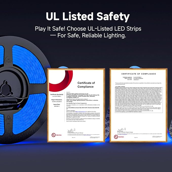 BTF-LIGHTING UL Listed Blue Color 5mm Width FCOB COB LED Strip Light - Image 2