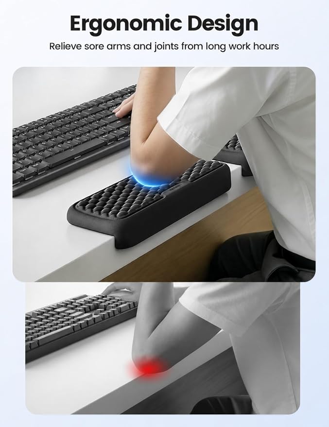 Vaydeer 2Pcs Elbow Rest Pad, L-Shaped Wrist Rest, Desk Edge Cushion | Ergonomic Memory Foam Arm Rest Support Keyboard Mouse Elbow Pad for Palm Hand Office Computer Home Gaming Accessories-Black - Image 2