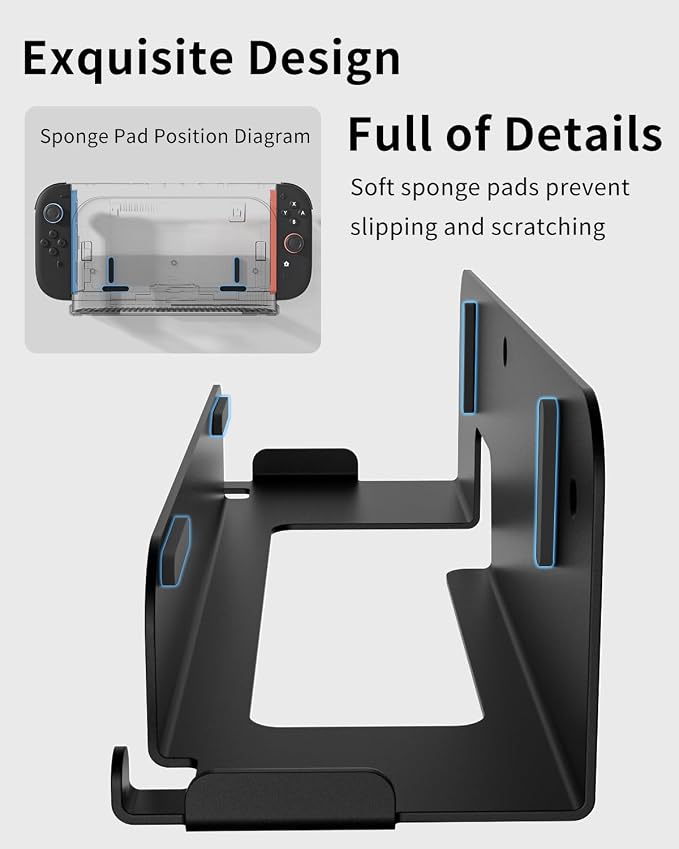 Metal Wall Mount for Nintend0 Switch 2 / OLED / Switch Console, All-in-One Metal Bracket with Pro Controller Holder, Universal Storage Rack for Dock, JoyCons & Pro Controller, Space-Saving Design - Image 5