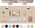 Bloss Extra Large Leather Desk Mat 47.2" x 24" Non-Slip Dressing Table Cover Protector, Waterproof Student Study Desk Mat, PU Leather Computer Writing Desk Pad for Home Office and Decor - Beige by Bloss
