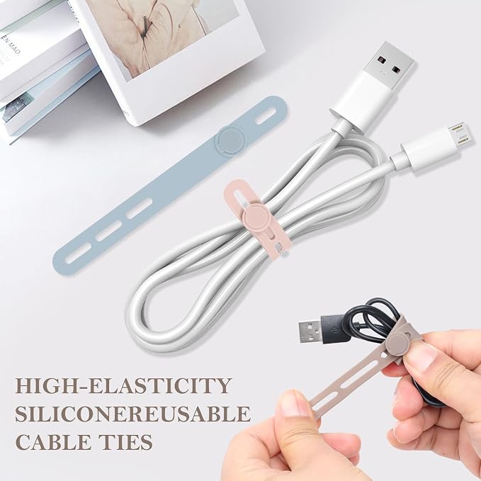 Donruby 30Pcs Silicone Cable Ties, Reusable Cord Organizer Straps, 6 Colors - Image 3