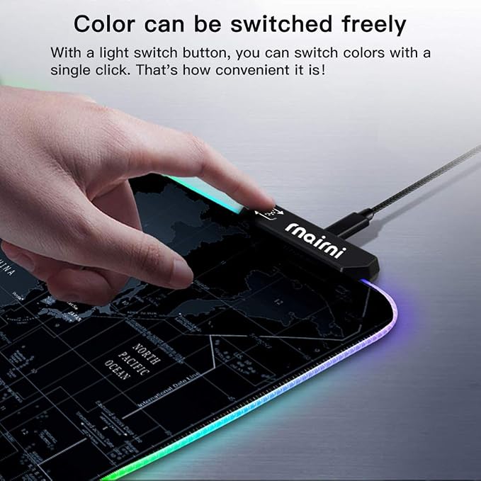 Extended RGB Gaming Mouse Pad, Extra Large Gaming Mouse Mat for Gamer, Waterproof Office Desktop Mat with 10 Lighting Mode, for PC Computer RGB Keyboard Mouse - 31.5'' x 15" x 4mm(Map) - Image 4