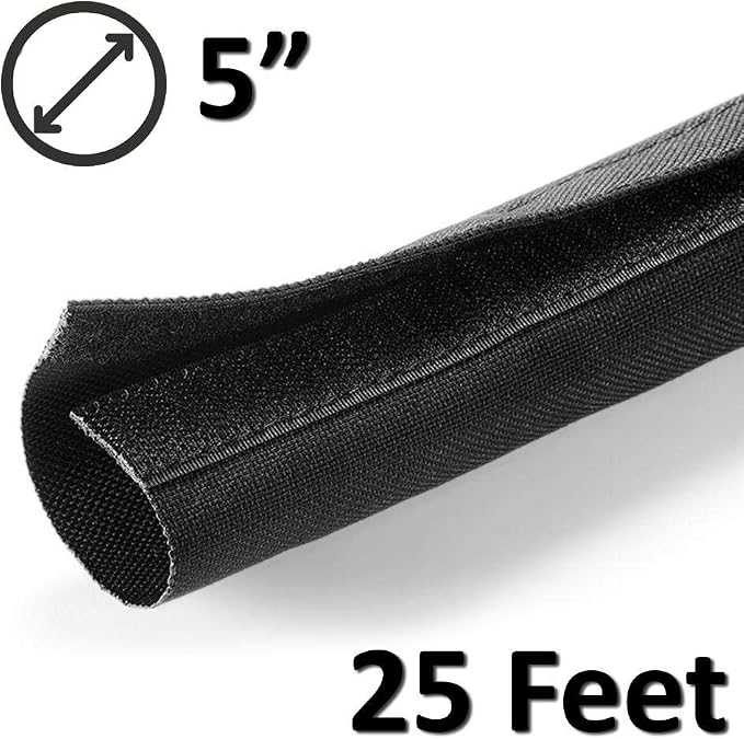 Electriduct 5" Hook and Loop Nylon Fast Wrap Sleeve Cable Management - 25 Feet - Black - Image 2