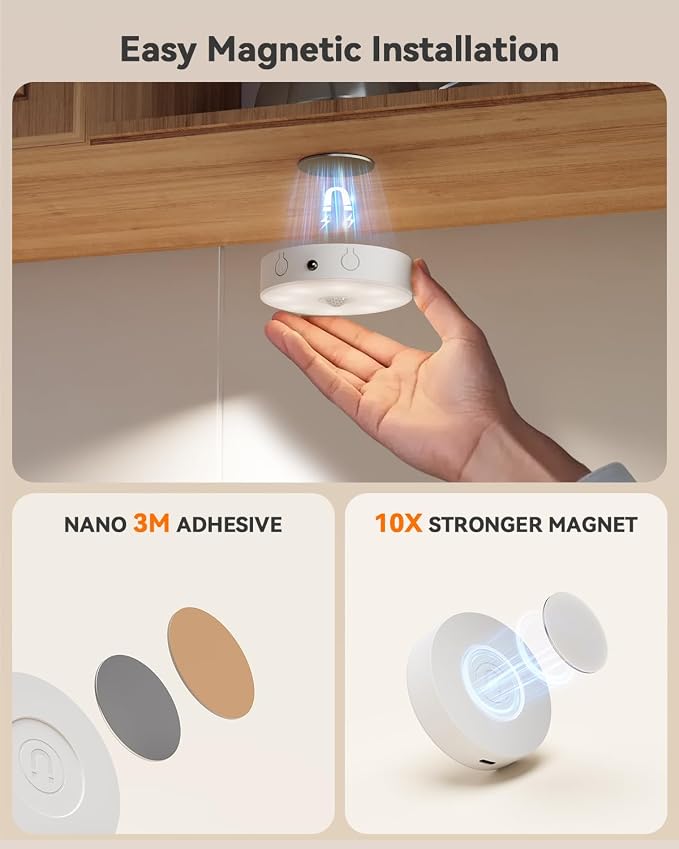 LENOMA Puck Lights with Remote 4 Pack Rechargeable Under Cabinet Lighting - Image 7