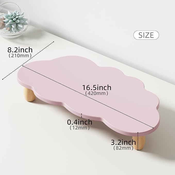 AFOOYO Monitor Stand Riser,Cloud Shape Wood Computer Monitor Stand, 16.5IN Monitor Stand Riser, Multi-Purpose Desktop Organizer Riser for Computer,Laptop,Printer,TV,Purple - Image 7