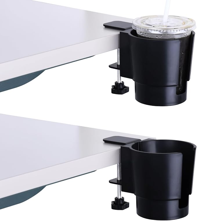Universal Large Desk Cup Holder Clamp on, Heavy Duty Plastic Drink Holder - Image 2