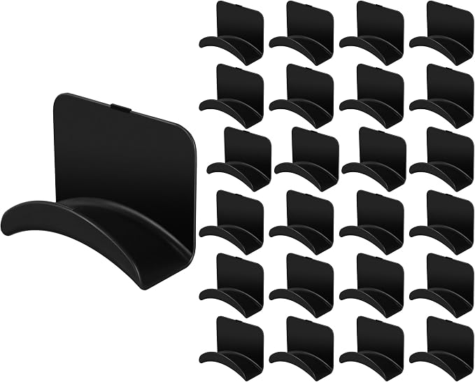 Wonderjune 12 Pcs Headphone Wall Hangers Adhesive Gaming Headset Holder Hooks for Wall Mount Strong Universal Stand Hooks for Most Headphone Controller, Hat, Baseball Caps, Door, Closet (Black) by Wonderjune