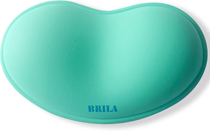 BRILA Ergonomic Silicone Mouse Wrist Rest, Cooling Silica Gel PU Leather Mouse Wrist Support Pad for Office Work and Laptop Computer Gaming (Aquamarine Leather) by BRILA