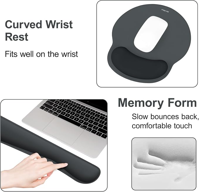 MOSISO Wrist Rest Support for Mouse Pad&Keyboard Set, Slate Gray - Image 5