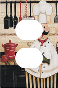 Outlet Covers Cartoon Fat Happy Chef Cook Decorative 1 Gang Duplex Light Switch Cover Plate Single Electrical Receptacle Wall Plate Plug Switchplate Faceplate for Farmhouse Kitchen Decor by JOOJIAO