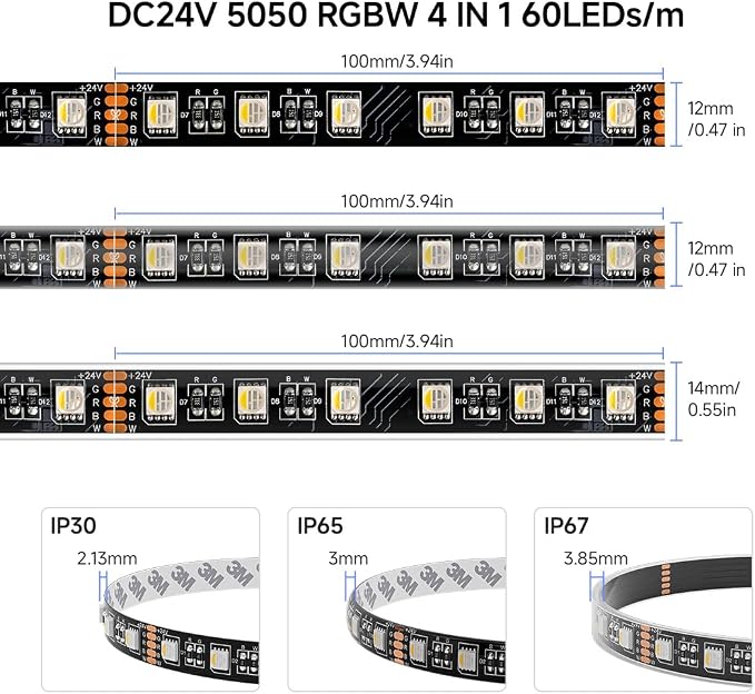 BTF-LIGHTING RGBW LED Strip Cool White 16.4ft 60LED DC24V UL Listed IP67 - Image 7