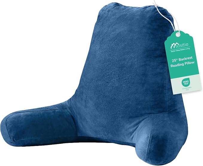 Sasttie Reading Pillow for Bed, Back Pillow for Sitting Up, Navy by SASTTIE