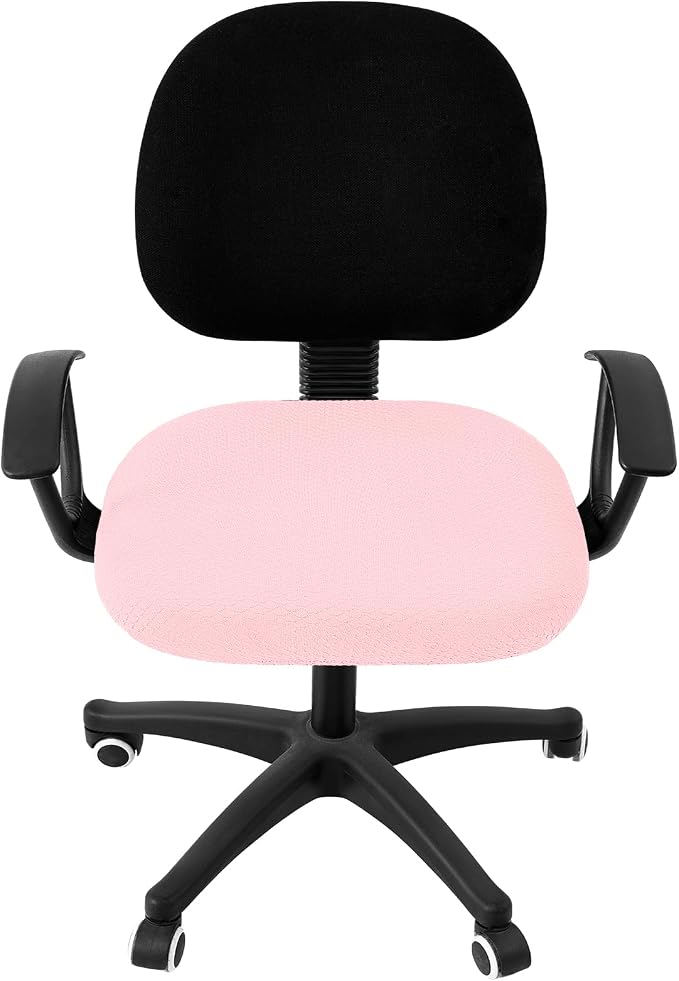 Smiry Office Computer Chair Seat Covers for Desk, Anti-dust Protector | Stretch Jacquard Removable Washable Desk Chair Seat Cushion Protectors, Blush Pink - Image 3