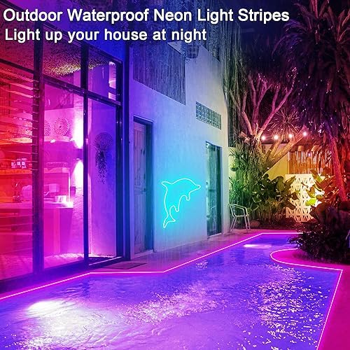 segrass 32.8ft LED neon Lights with Remote APP Control IP65 Waterproof Flexible Neon Strip Lights 24V RGB Rope Lights for Bedroom Room Outdoors Décor - Image 3