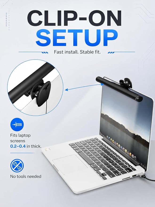 Laptop Monitor Light Bar with Clip USB LED Task Lamp No Screen Glare - Image 3
