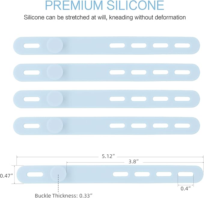 Donruby 24Pcs Silicone Cable Ties, Reusable Cord Organizer Straps, Ice Blue - Image 7