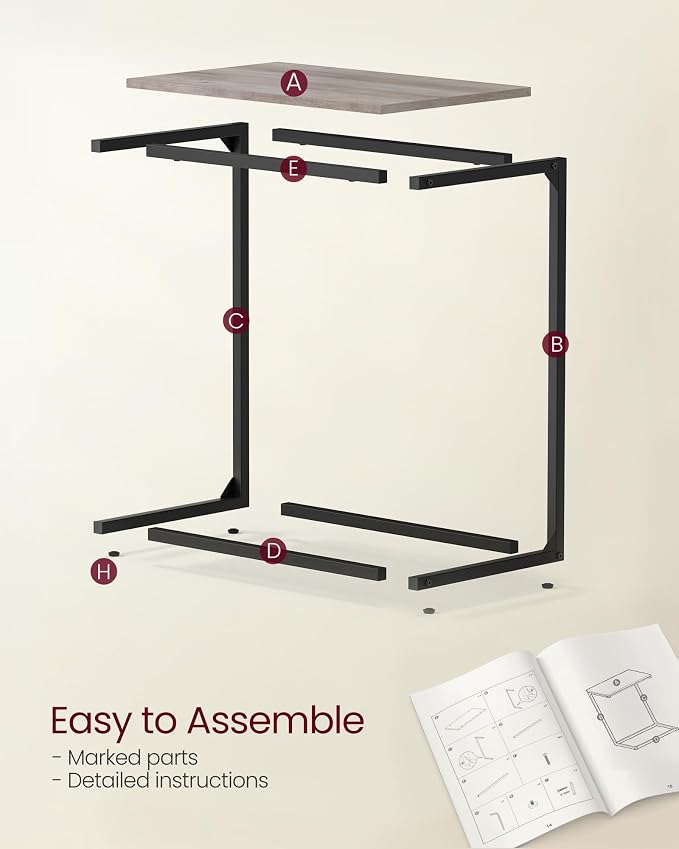 VASAGLE C Shape End Table for Couch or Sofa, Industrial Small Side Table - Image 6
