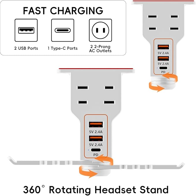 Multi-Function Desk Headphone Hanger Hook Gaming Office - Image 5