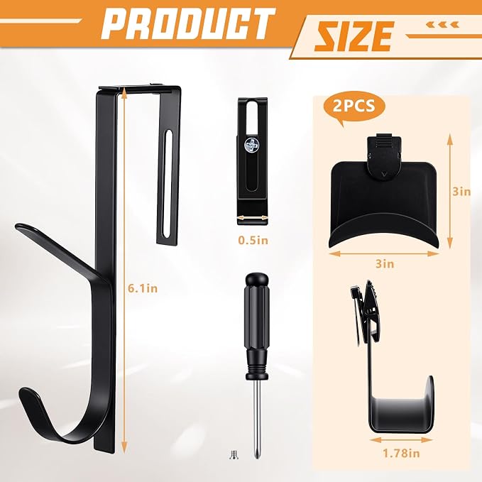 Geelin 4 Pcs Cubicle Accessories Set Include 2 Adjustable Double Cubicle Hooks 2 Fabric Wall Headphone Stands for Office Space-Saving Hanger Set - Image 2