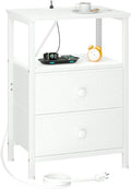 LOAKEKEL Night Stand, Small Nightstand with Charging Station by LOAKEKEL