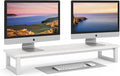YAOHUOO Dual Monitor Stand Riser, 39Inch Large Monitor Stands for 2 Monitors, Computer Monitor Stand, Wooden Desktop Oraganizer Shelf for Office Desk Computer,Laptop,TV by YAOHUOO
