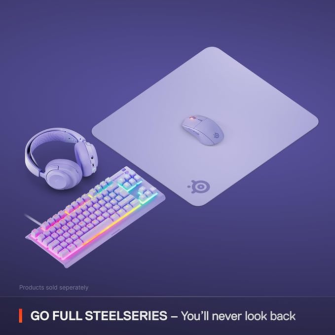 SteelSeries QcK Cloth Gaming Mouse Pad - Exclusive Micro-Woven Surface - Optimized for Gaming Sensors - Maximum Control - Size L - Lavender - Image 8