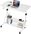 Adjustable Height Mobile Computer Desk,White Table for Home Office Bedroom by Dekhaoxe