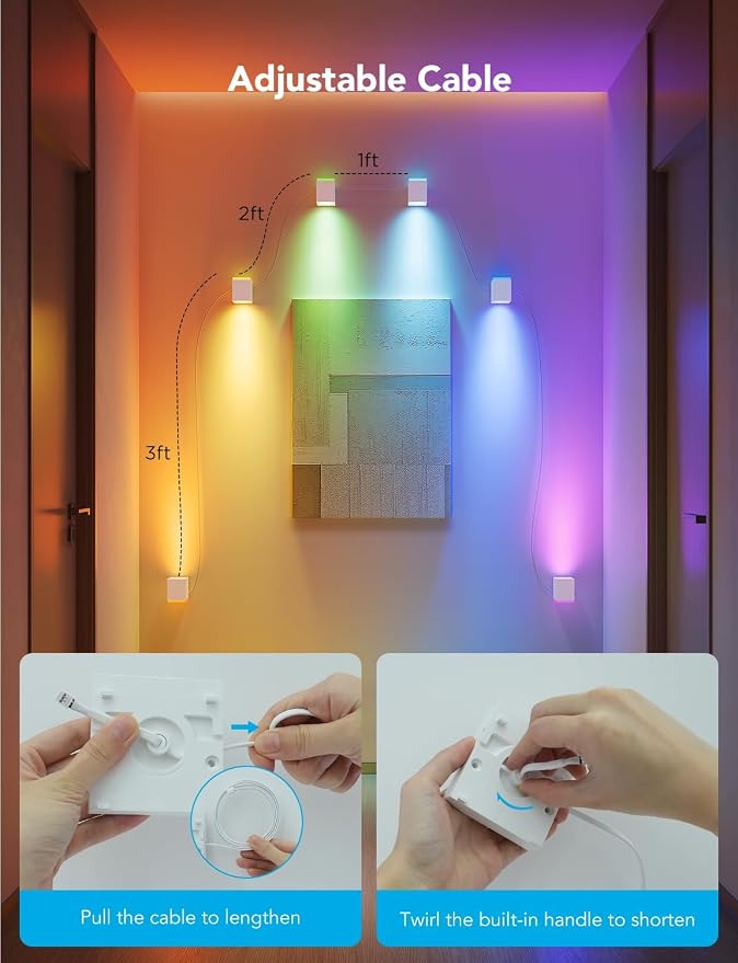 Govee Cube Wall Sconces, RGBIC LED Wall Light Works with Alexa, 15ft - Image 4