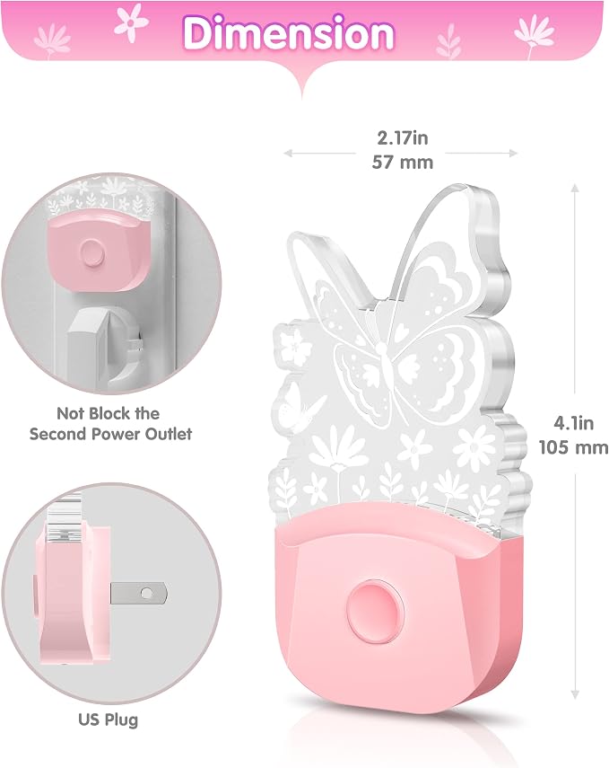 L LOHAS LED Kids Night Light, Butterfly Night Light for Kids, Colored Mode - Image 4
