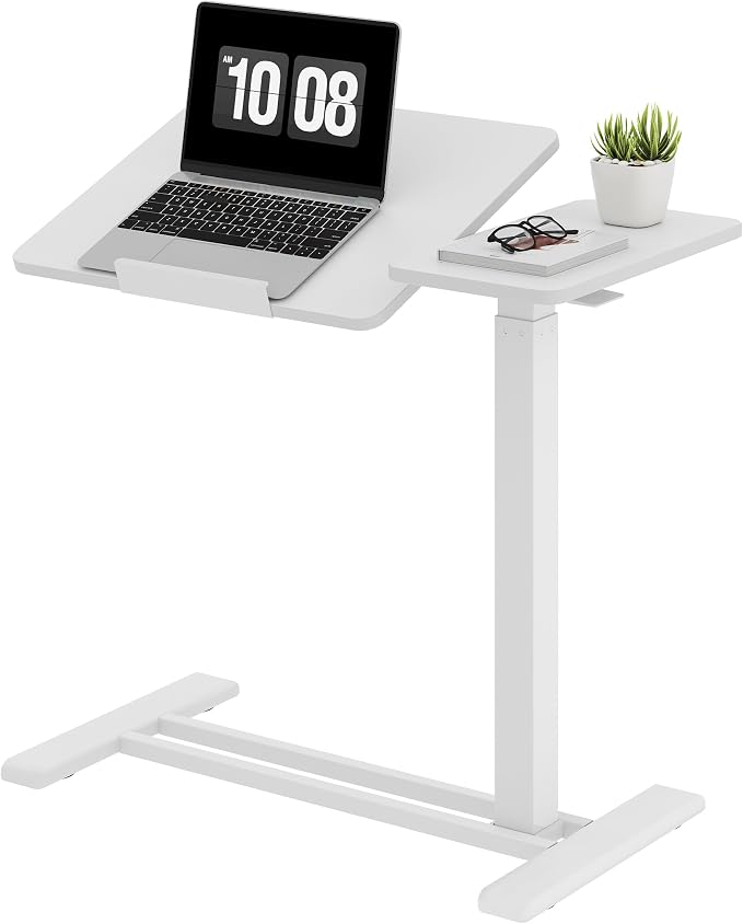 SANODESK 28''Overbed Table Gas Spring Lifting with Wheels&Tilting Desktop by sanodesk