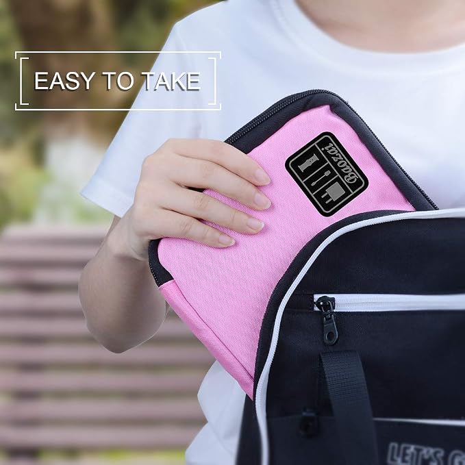 baozai Smart Watch Bands Organizer, Waterproof Portable Electronics Travel Accessories Organizer Bag for Watch Bands, Cable, Charger, Headset, SD Card, Pink - Image 5