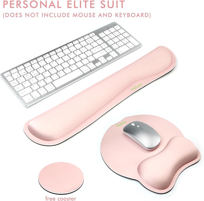 VAGAU Premium Keyboard Wrist Rest and Mouse Pad Wrist Support Pink | Ergonomic Memory Foam Set for Office, Laptop, Mac, Computer and Gaming,Comfortable Typing &Wrist Pain Relief - Image 6