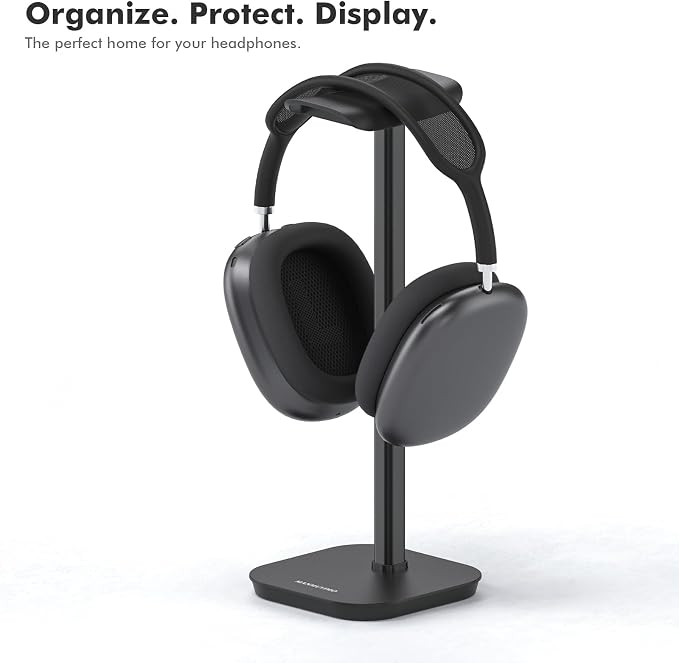 Headphone Stand, Desktop Headset Holder Heavy Base Desk Earphone Stand Aluminum Gaming Headset Hanger Rack for AirPods Max, AirPods, AirPods Pro, Sony, Beats, Bose, Razer and More(Black) - Image 6