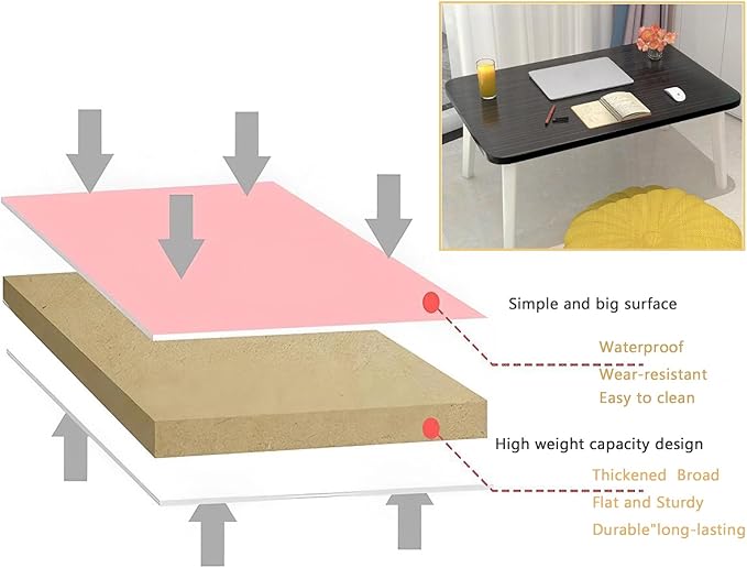 Foldable Laptop Desk for Bed, Bed Laptop Table, Foldable Portable Lap Bed Tray, 23.6 Inch Floor Table for Drawing, Reading and Writing, Black - Image 7
