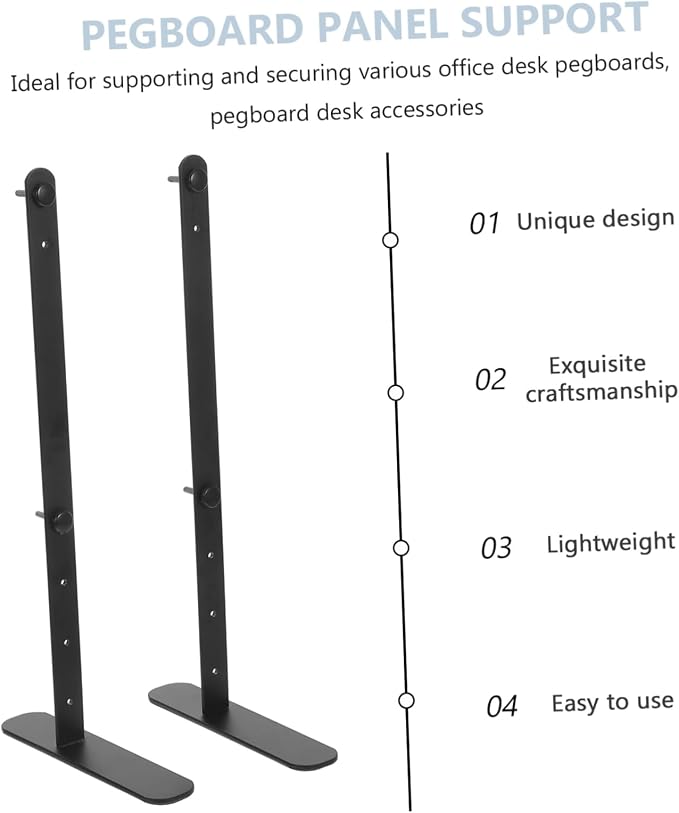 Mikikit 2pcs Height Pegboard Desk Stand Ergonomic Organizer for Office Gaming Accessories Easy Assembly Modern Design - Image 3