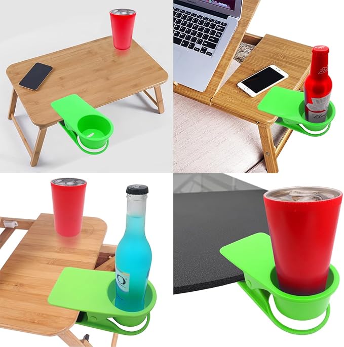 YOY Drink Cup Holder Clip - Table Desk Side Water Glass Beer Bottle Beverage Soda Coffee Mug Holder Cup Saucer Clip Design for Home Office, Green - Image 3