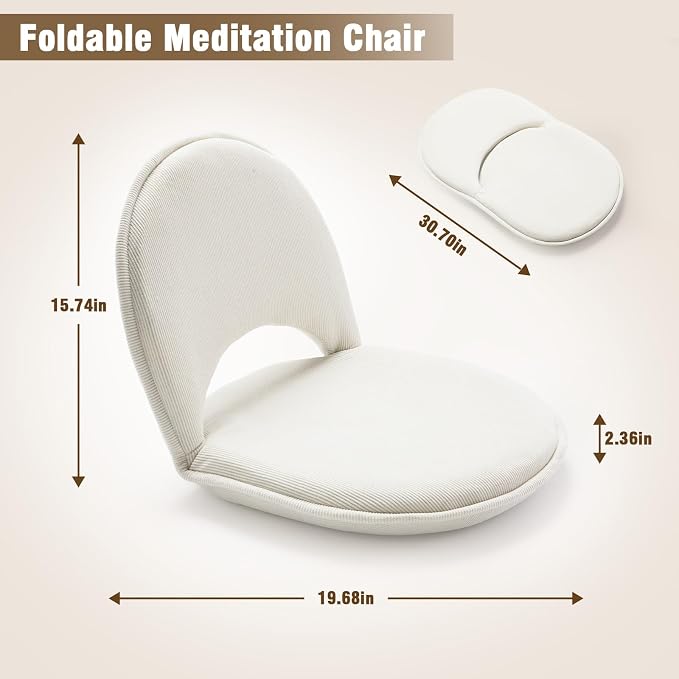 YOUKEEEJOJO Floor Chair 5-Position Adjustable Back Support Chair Foldable Camping,Video-Gaming Reading Watching, Upholstered Meditation Convenient Seats (Beige) - Image 3